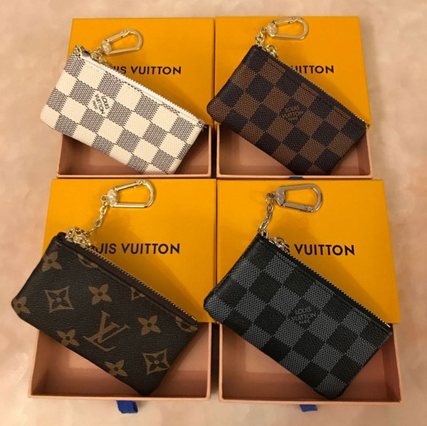 Luxury Designer Women's Key Wallet Key Pouch Bag Charm France Famous Mono Gram Canvas Brown White Checkered Key Ring