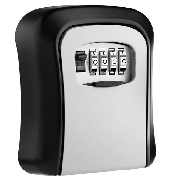 Key Lock Box Wall Mounted Aluminum alloy Key Safe Box Weatherproof 4 Digit Combination Storage Lock Indoor Outdoor