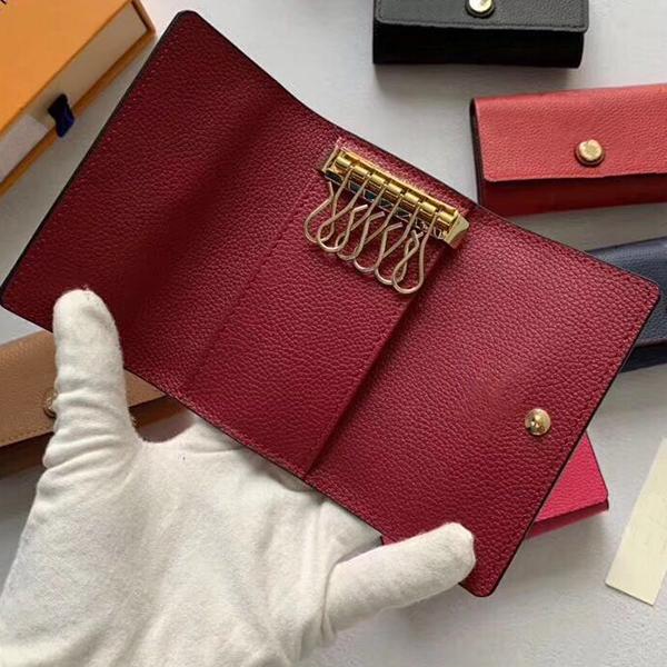 New Wholesale top quality multicolor leather key holder short designer six key wallet women classic zipper pocket men design key chain