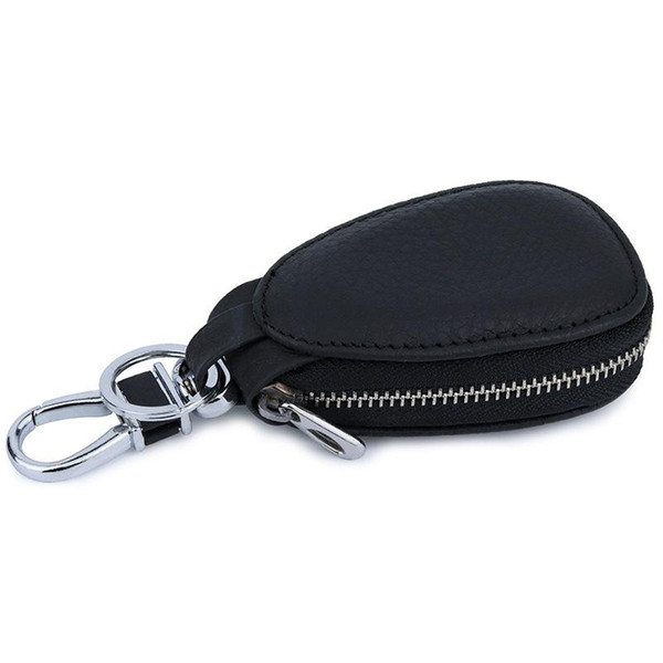 Fashion Men Women Genuine Leather Black Mini Coin Purse Keychain Pouch Car Key Holder Clip Wallets Case Covers Bags Housekeeper