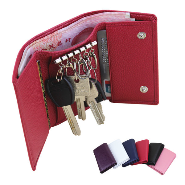 Direct selling leather key bag-multi-function lady's key bag short 70% discount card zero wallet