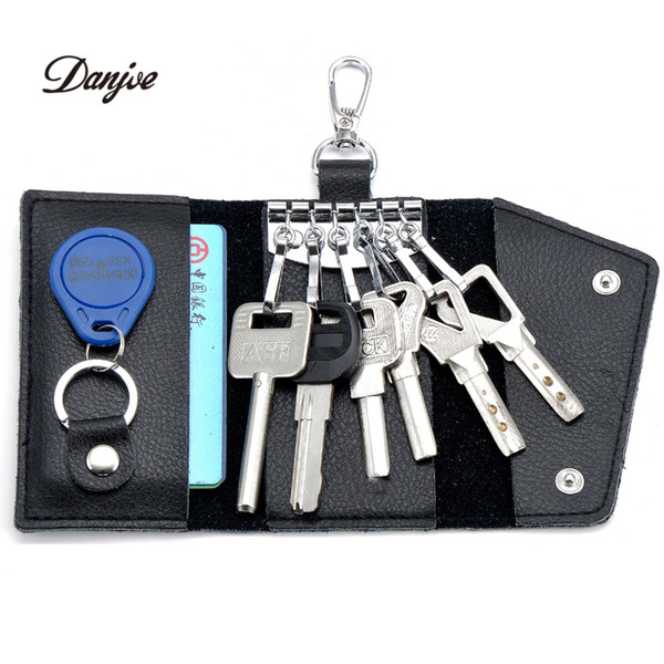 DANJUE Designer Genuine Leather Men Car Key Bag Men&Women Natural Cowhide Coin Purse Fashion Key Holder Wallet Keys Case