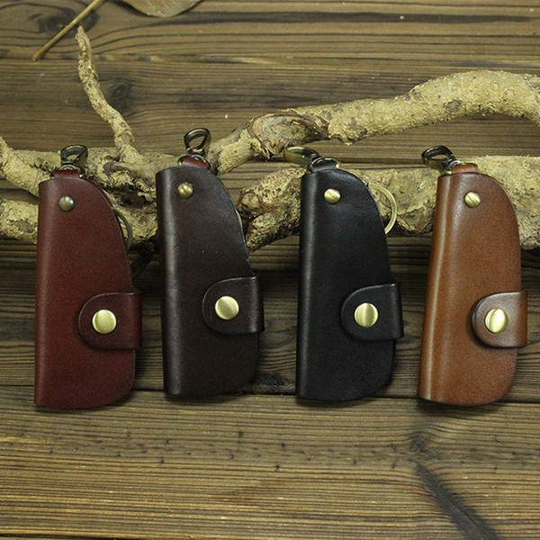 Genuine Leather Car Key Chain Key Holder Organizer Purse Pouch Cover Wallet For LD