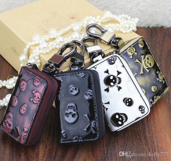 2018 new men women's Key Wallets Car key bag Genuine Leather Skulls fashion bag