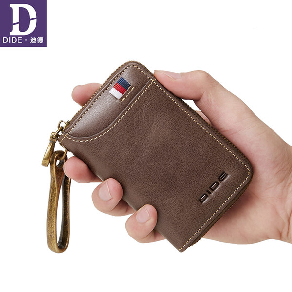 DIDE Genuine Leather Men Women Car Key Bag Wallet Case Housekeeper Keychain Cover Zipper Card Holder Key Organizer Coin Purse CJ191116