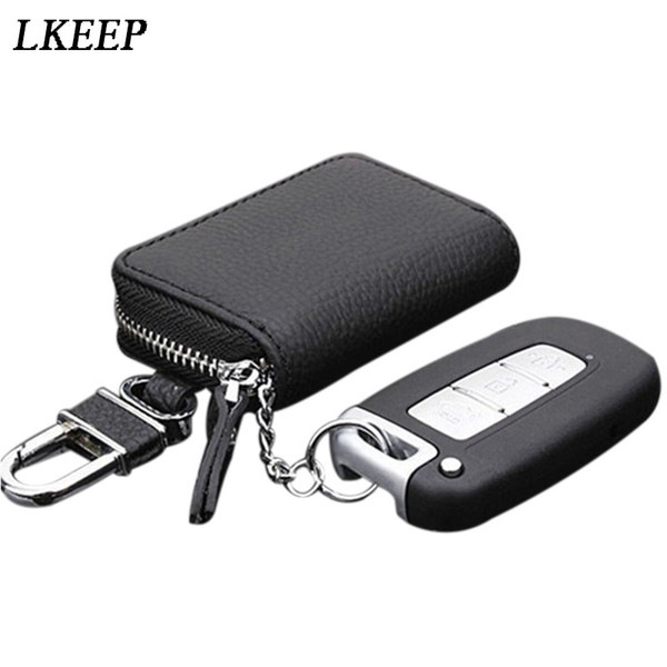 High Quality PU Leather Car Key Wallets Housekeeper Keys Organizer Keychain Cover Portable Zipper Key Case Bags