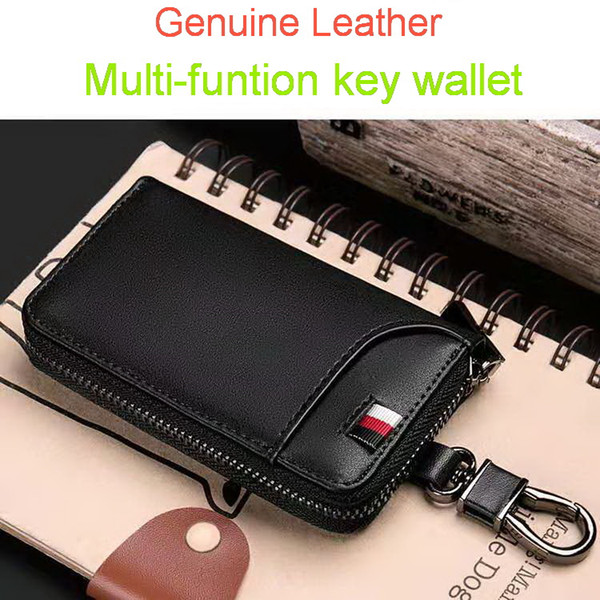 New Genuine leather multifunction men designer car key wallets male fashion casual cow leather small purses card bag no1802