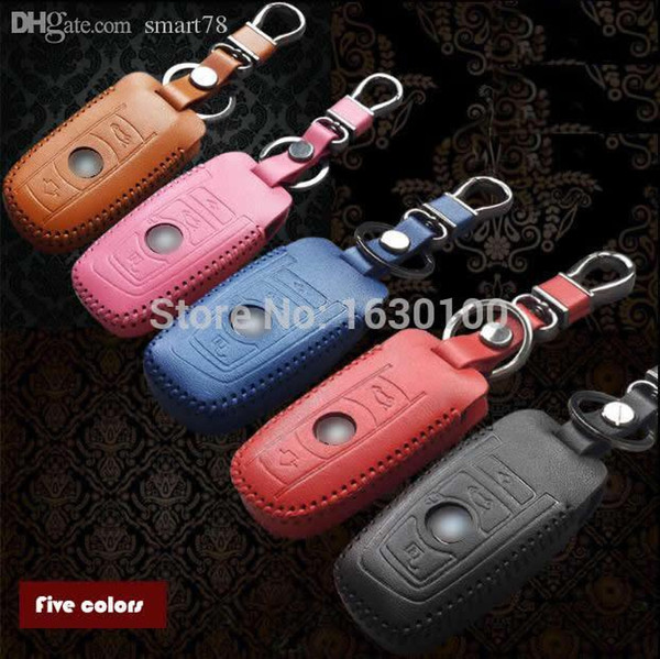 Wholesale-5 Colors Cow real leather car key chain case cover for F10 F20 F30 E90 E60 1 2 4 5 6 7 Series x1 x3 x4 x5 x6 116i 320i 530i