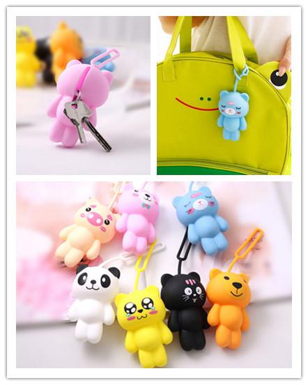 Wholesale-2015 Key Case newest cartoon animals key chain purse silicone Key Wallets gifts