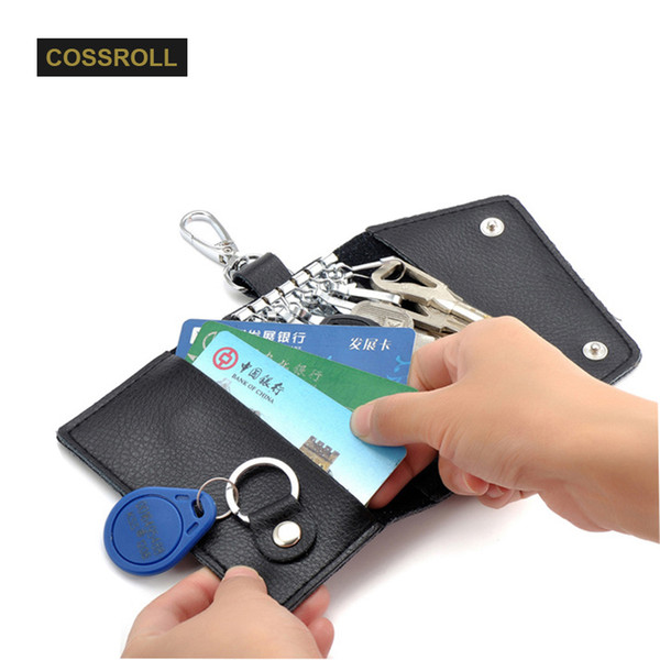 Key Wallets Genuine Leather Car Key Holders Black Cowhide Housekeeper Door Keys Storage Organizers Cases Unisex Money Bag