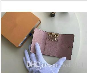 High quality Famous new women men leather More color classic 6 key holder cover with box dust bag card key ring