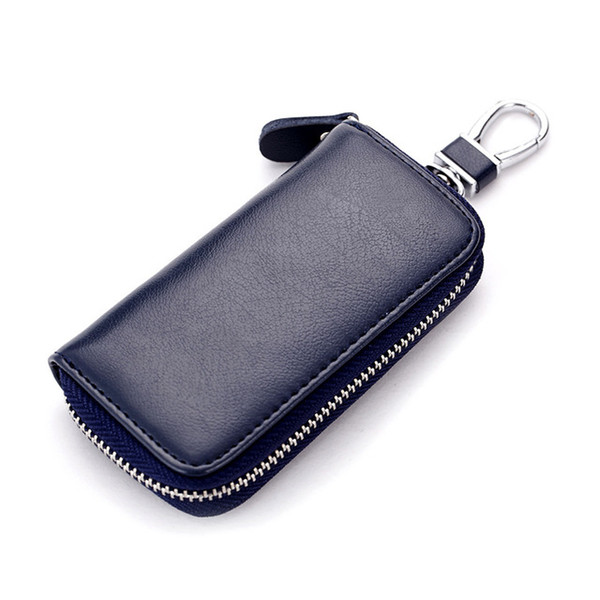 Hot Sale Men Women Car Key Wallets Cow Leather Housekeeper Card Zipper Case Keys Organizer Affordable Money Bag