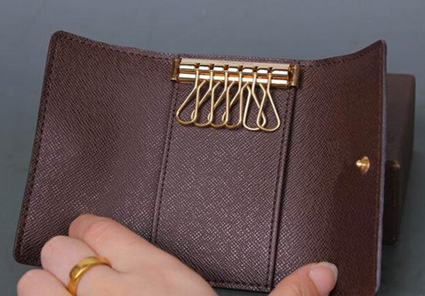 Designer-original box luxury multicolor short wallet six key holder women men's classic zipper pocket key chain free shipping 62630