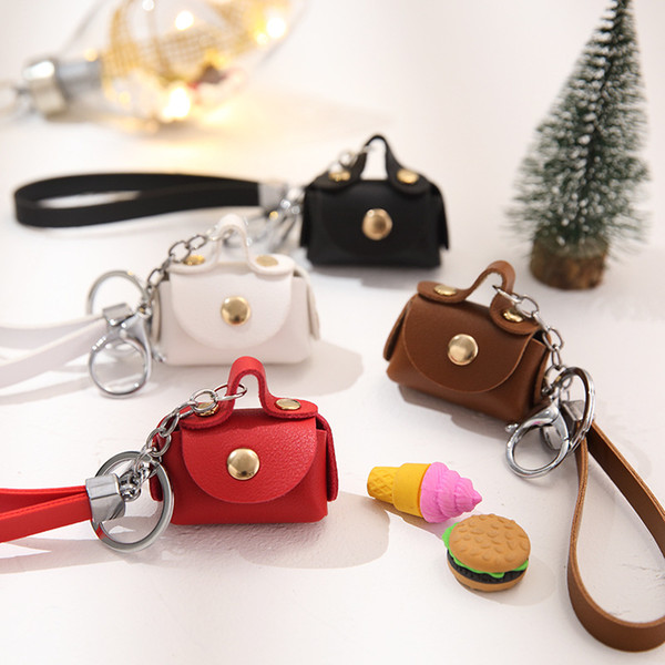 Korean Pu Hand Rope Mini Wallet Key Chain Fashion Candy Color Small Pouch Key for Women Men Key Ring Case Pendant