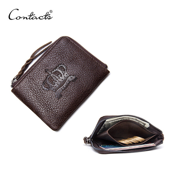 Coin Purse Genuine Leather Men Women Casual Solid Wallets Zipper Square Small Wallet With More Card