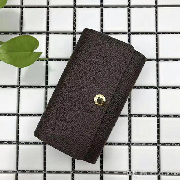 2020 new key purse for men top quality multicolor leather short wallet for women six key holder women men classic zipper pocket key chain