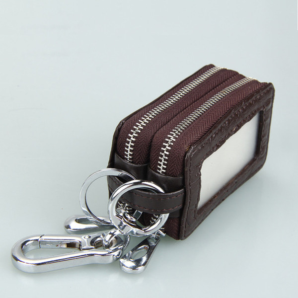 Universal Genuine Leather Car Key Case Men Double Zipper Keys Chain Women Organizer Multifunctional Housekeeper Pouch