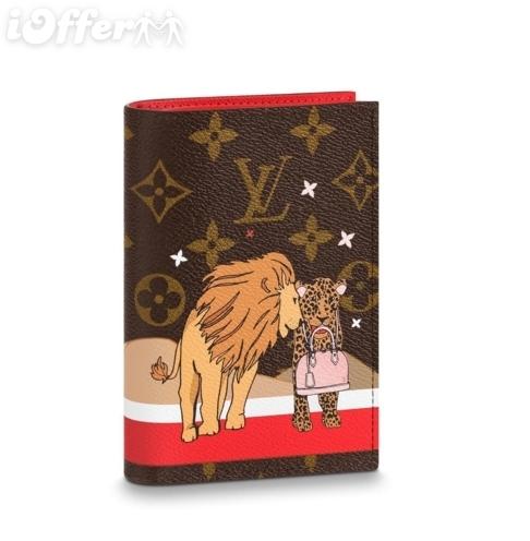 M63486 Canvas Lion Leopard Passport Cover Purse Wallet Men Women Clutch Handbag Purse Bag Brown Purse Belt Bags Mini Bags Clutches Exotics