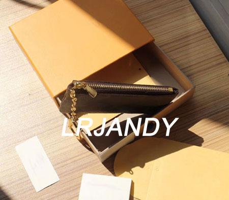 with Orange Box KEY POUCH Real leather holds 100% Leather famous classical designer women key holder coin purse small leather goods bag