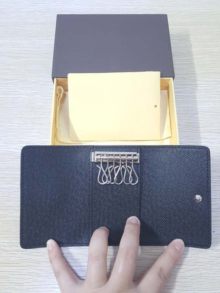 High-end quality men keys wallet An elegant accessory for pocket or briefcase with 6 hoops Classical famous designer unisex purse