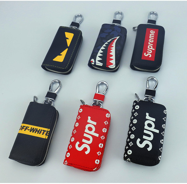 SUP Women And Men Leather Key Wallets Zipper Key Purse Unisex Car Holders Buckle Key Case Housekeeper Holder