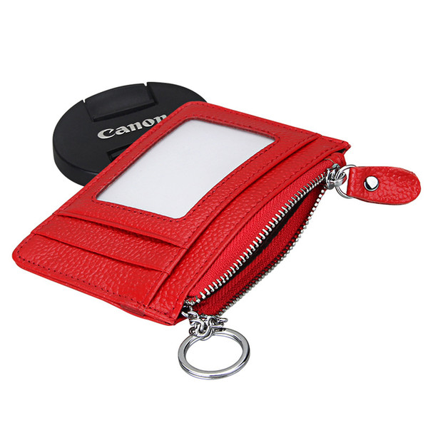 Men Women RFID Blocking Genuine Leather Wallet ard ID Card Holder with Key Ring 5 Color W077