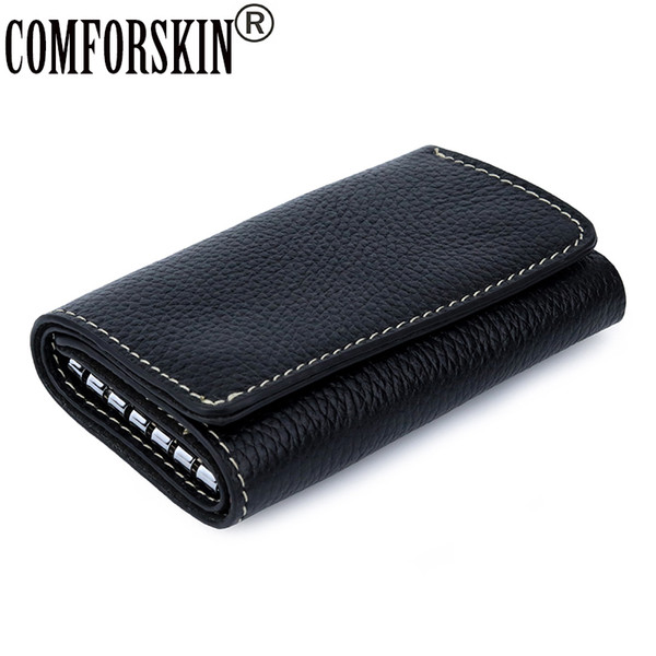 COMFORSKIN New Arrivals Genuine Leather Key Holders Key Housekeepers Multi-function Wallet 2018 Cowhide Wallet Hot Sales