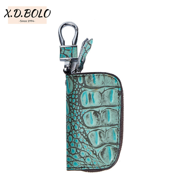 X.D.BOLO Brand Leather Smart Key Wallet Keychain Pocket Car Key Holder Organizer Holder Women Keychain Covers Zipper