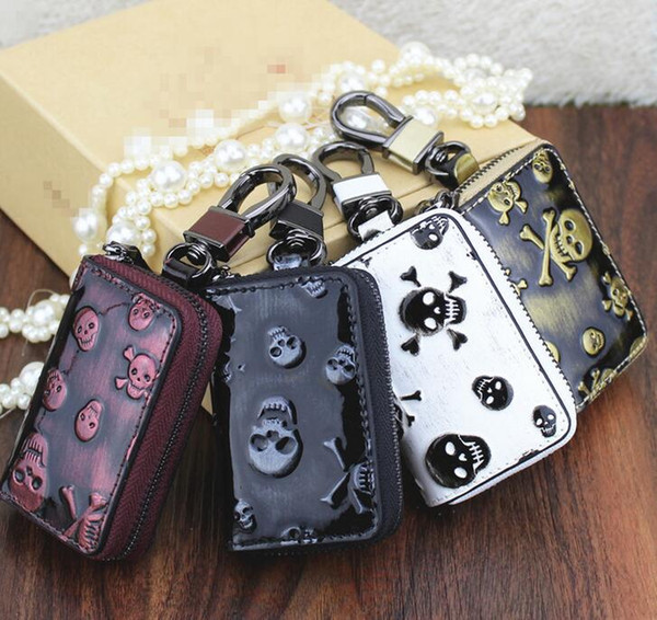 2018 new men women's Key Wallets Car key bag Genuine Leather Skulls fashion bag