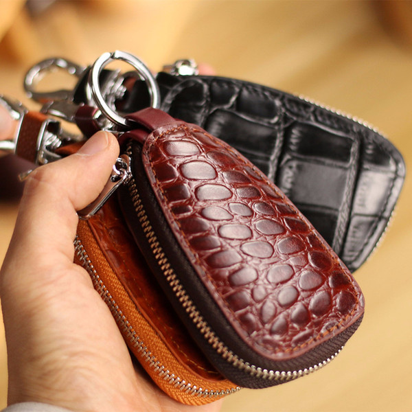 2018 explosion-proof key bag embossed first layer leather crocodile pattern key bag men's car key bag handbag new