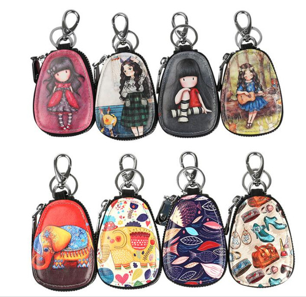 Korean Cartoon Girls Key Wallet For Men Zipper Leather Car Key Holder Cute Universal Keychain Organizer Wallet Fashion bags