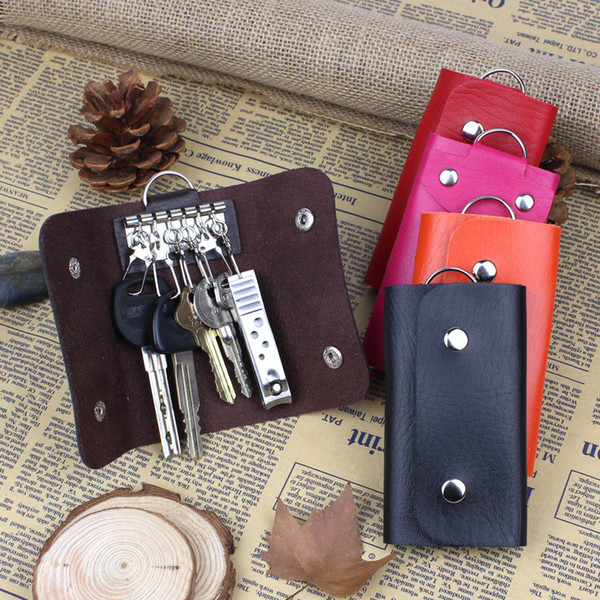 Hot Women Mens Key Wallets PU Leather Keychain Keys Case Candy Colored Car Keychains Holders Organizers Bags