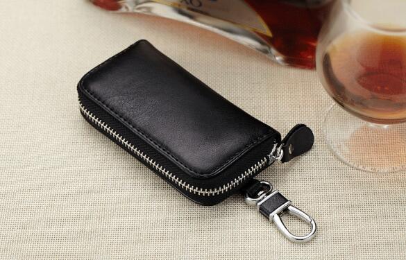 Key pack, men's leather zipper, multi-function car key bag, female family use key bag