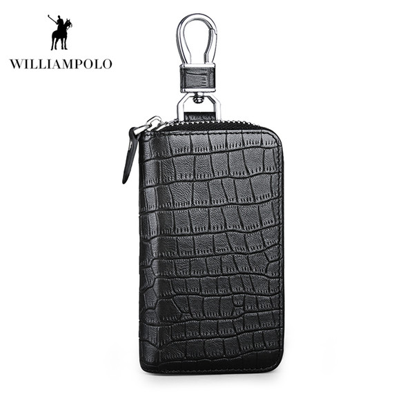 WILLIAMPOLO 2018 New Crocodile Key Wallet Genuine Leather Cowhide 6 Keys Holder Luxury Design Home Key Case POLO186123