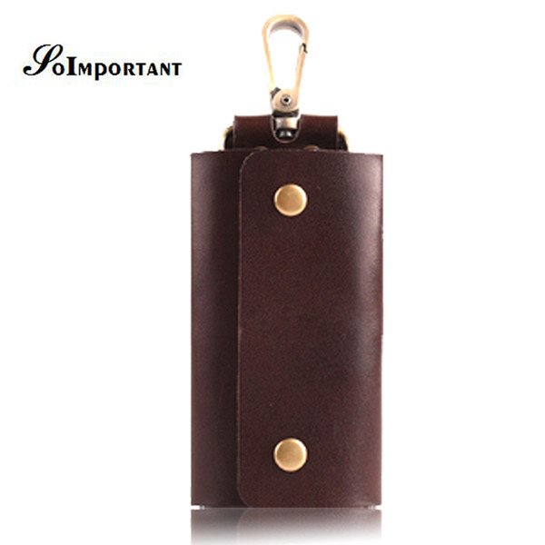 Vintage Key Wallets Genuine Leather Men Housekeeper Key Case Bag Pouch Hasp Car Keychain Covers Male Holder Keys Organizer