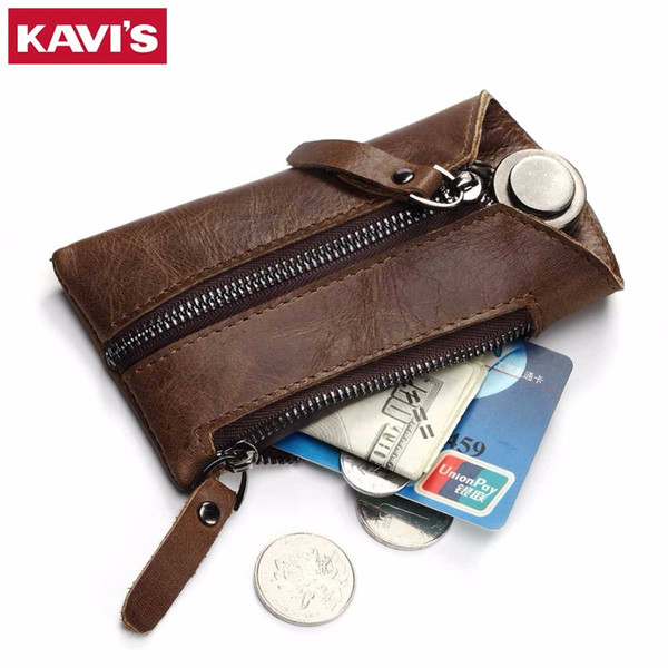 KAVIS High Quality Genuine Leather Housekeeper Key Wallet Smart Car Bag Pouch Ring Wrap For Organizer Case Man and Coin Keychain