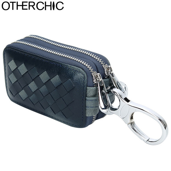 OTHERCHIC Women Car Key Holder Case Genuine Leather Car Key Wallet Keys Organizer Men Keychain Covers Case Pouch 7N01-02