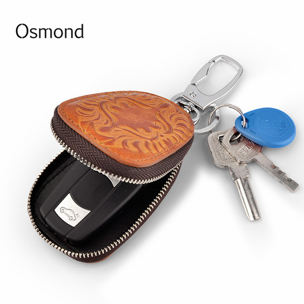 Osmond Men Genuine Leather Car Key Holders Housekeeper For Men Retro Multifunctional Home Keychain Case Female Key Wallet Women