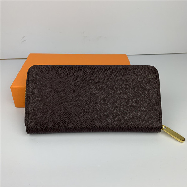 Fashion women clutch wallet pu leather wallet single zipper wallets lady ladies long classical purse with orange box card 60017