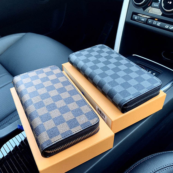 Classic Luxury purse brand mens Long wallets card holder Fashion Plaid Clutch bag size 20*10cm free shipping