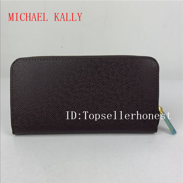 Hot sale women new Fashion MICHAEL KALLY clutch pu leather wallet single zipper wallets lady ladies long classical purse with box