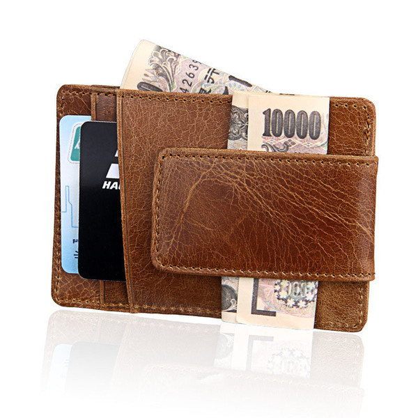 Money Clip, Front Pocket Wallet, Leather RFID Blocking Strong Magnet thin Wallet ,Luxury Coin Purse for Man