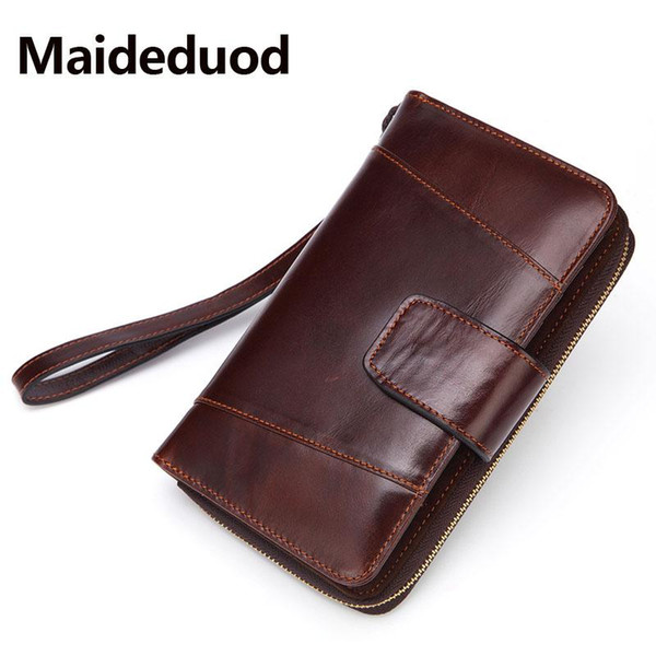 High-quality Men Wallet Clutch Genuine Leather Brand Rfid Wallet Male Organizer Cell Phone Clutch Bag Long Coin Purse Free Shipping