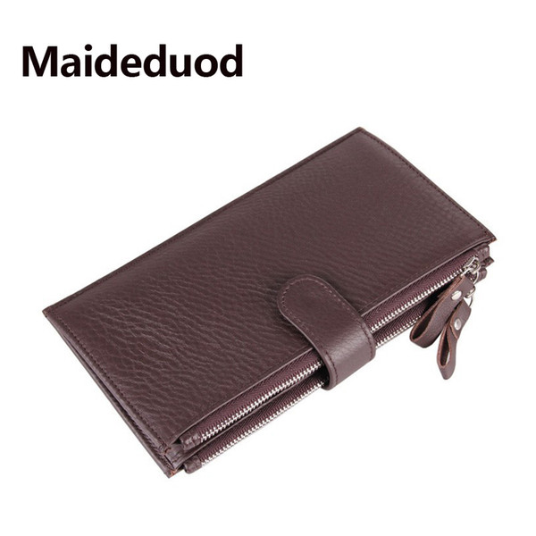 Brand Wallet Male Genuine Leather Men's Wallets for Credit Card Holder Clutch Male bags Coin Purse Men Genuine leather Black Coffee 8057