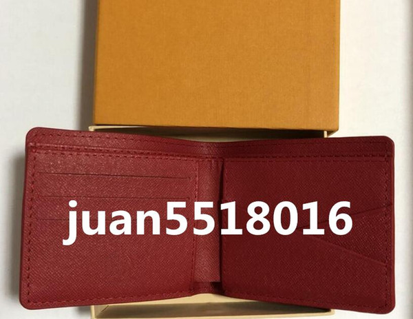 With Box logo Paris Premium Red Leather Slender Wallet X Red Black Wallet Genuine Leather Outdoor Sport Bag