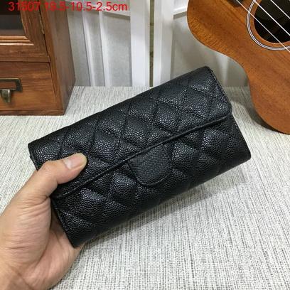 Famous designer brand new Genuine Leather lambskin caviar quilted flap purse long wallet card holder with box