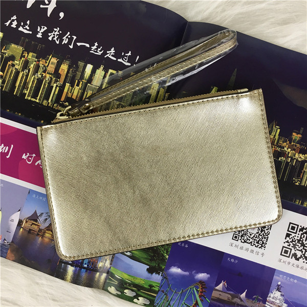 32 colors brand designer wallets wristlet women coin purses clutch bags pu with zipper