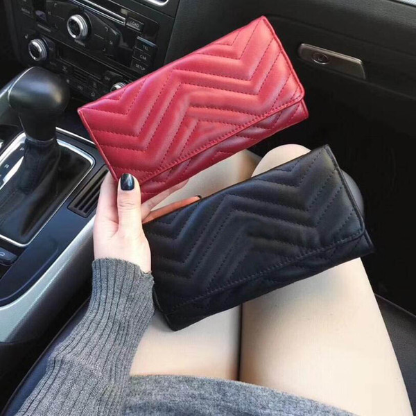 New 2019 Women Wallet Marmont Famous luxury Brand Designer Pu Leather Fashion Single Zipper Ladies Long Purse