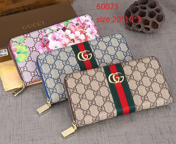 2018 famous brand fashion men women single zipper cheap luxury designer leather wallet lady ladies long purse