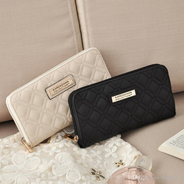 KK Wallet Long Design Women Wallets Fashion Brand PU Leather Kim Kardashian Kollection High Grade Clutch Bag Zipper Coin Purse Handbag Free